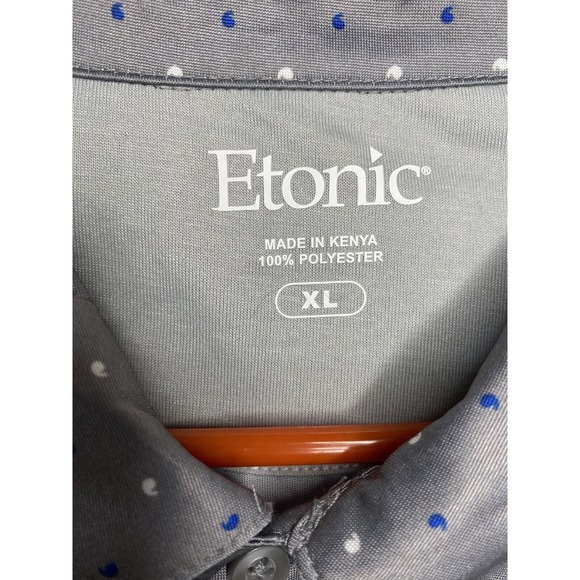 Etonic Size XLARGE Gray Short Sleeve Geometric Print Golf Shirt - Picture 3 of 9
